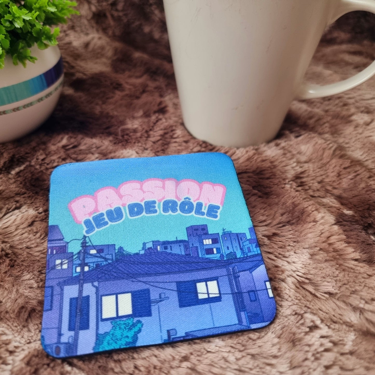 Sous-tasse carré Passion jeu de rôle