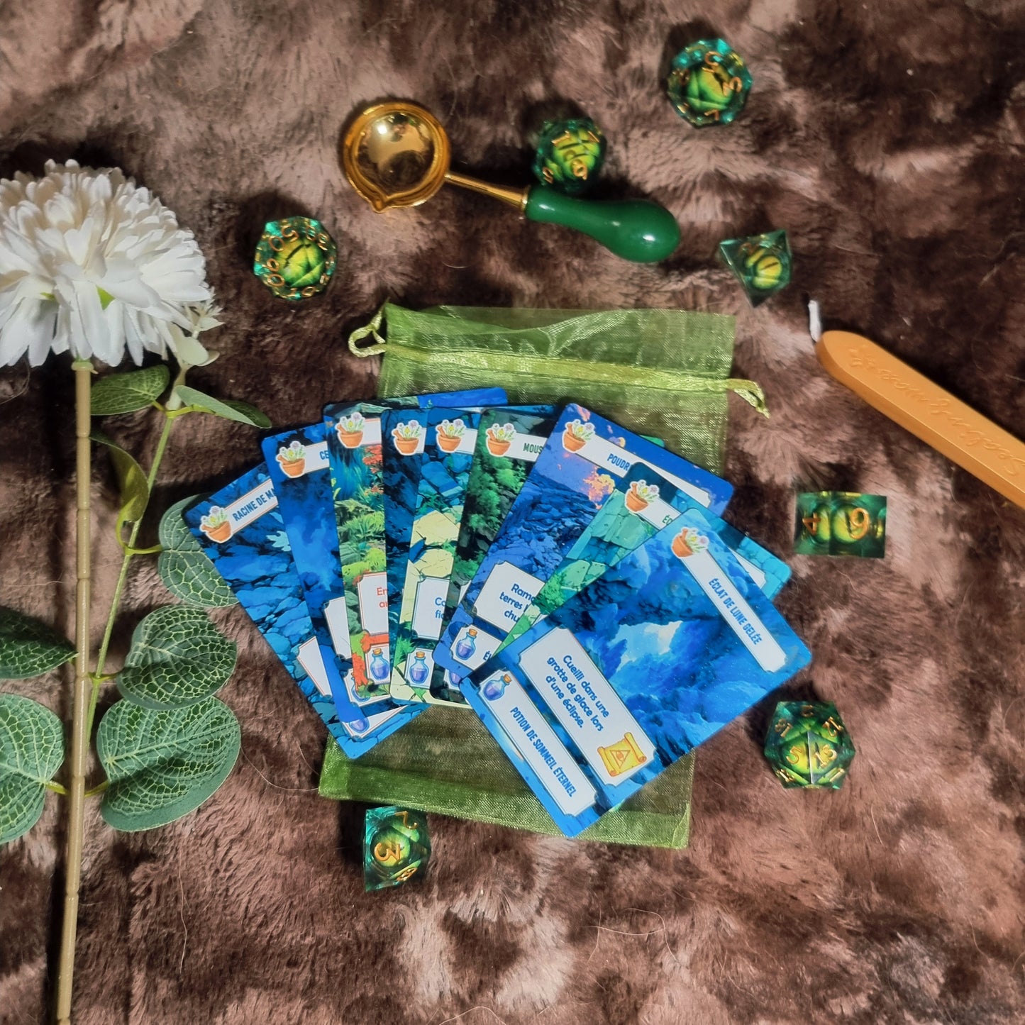 Cartes d'ingrédients pour quêtes en métal