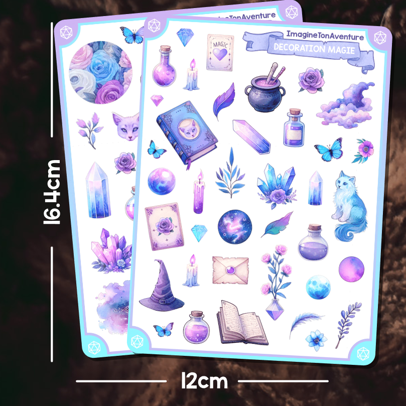 2 Planches d'autocollants Mat Décoration Magie