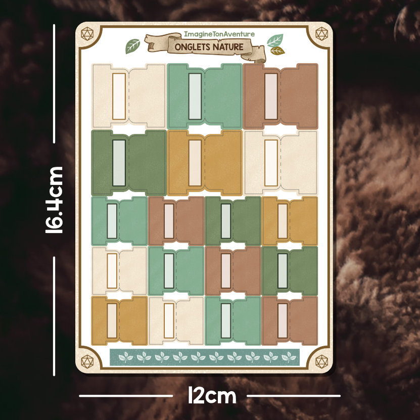 Planche d'autocollants Mat Onglets nature