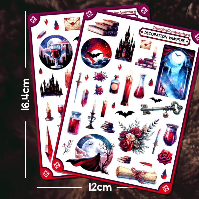 2 Planches d'autocollants Mat Décoration Vampire