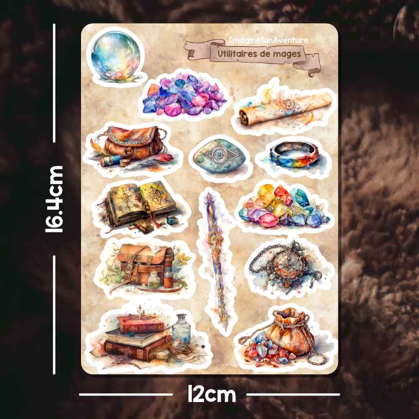 Planche d'autocollants mat Utilitaires de mages