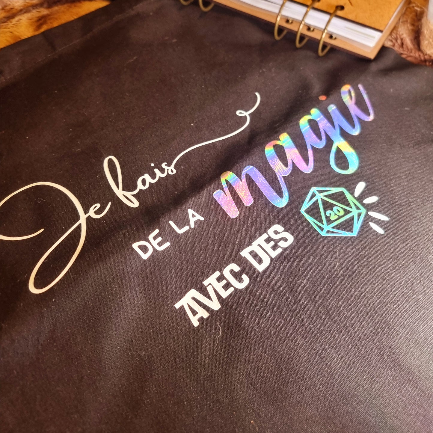 Tote Bag de matériel Je fais de la magie Holographique NOIR