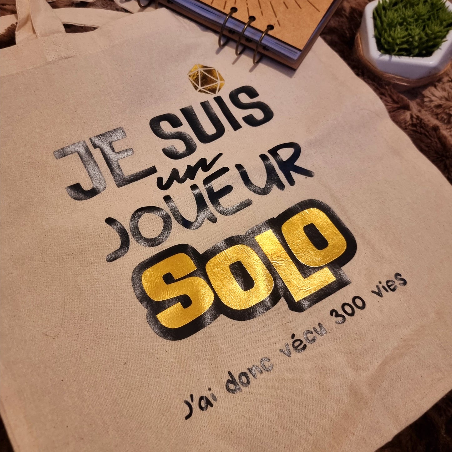 Tote Bag de matériel Je suis un joueur solo BLANC