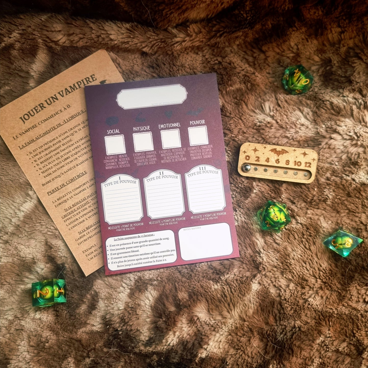 Saga - Module Vampire - Bloc de Fiches Personnages A6 + compteur de soif