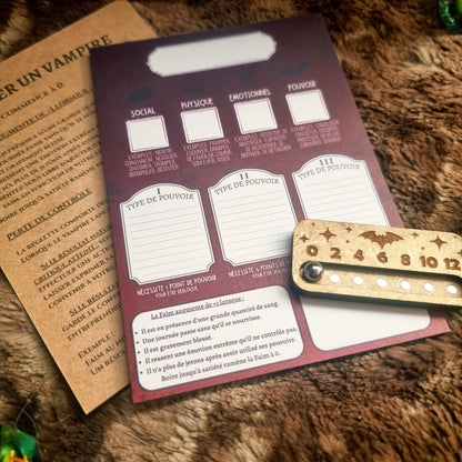 Saga - Module Vampire - Bloc de Fiches Personnages A6 + compteur de soif