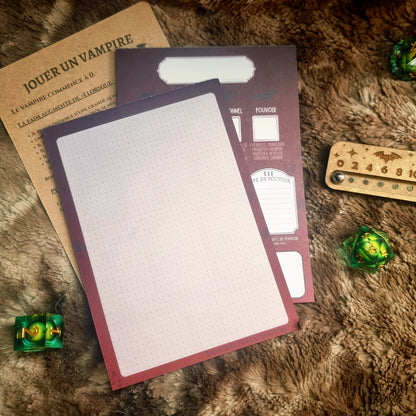 Saga - Module Vampire - Bloc de Fiches Personnages A6 + compteur de soif