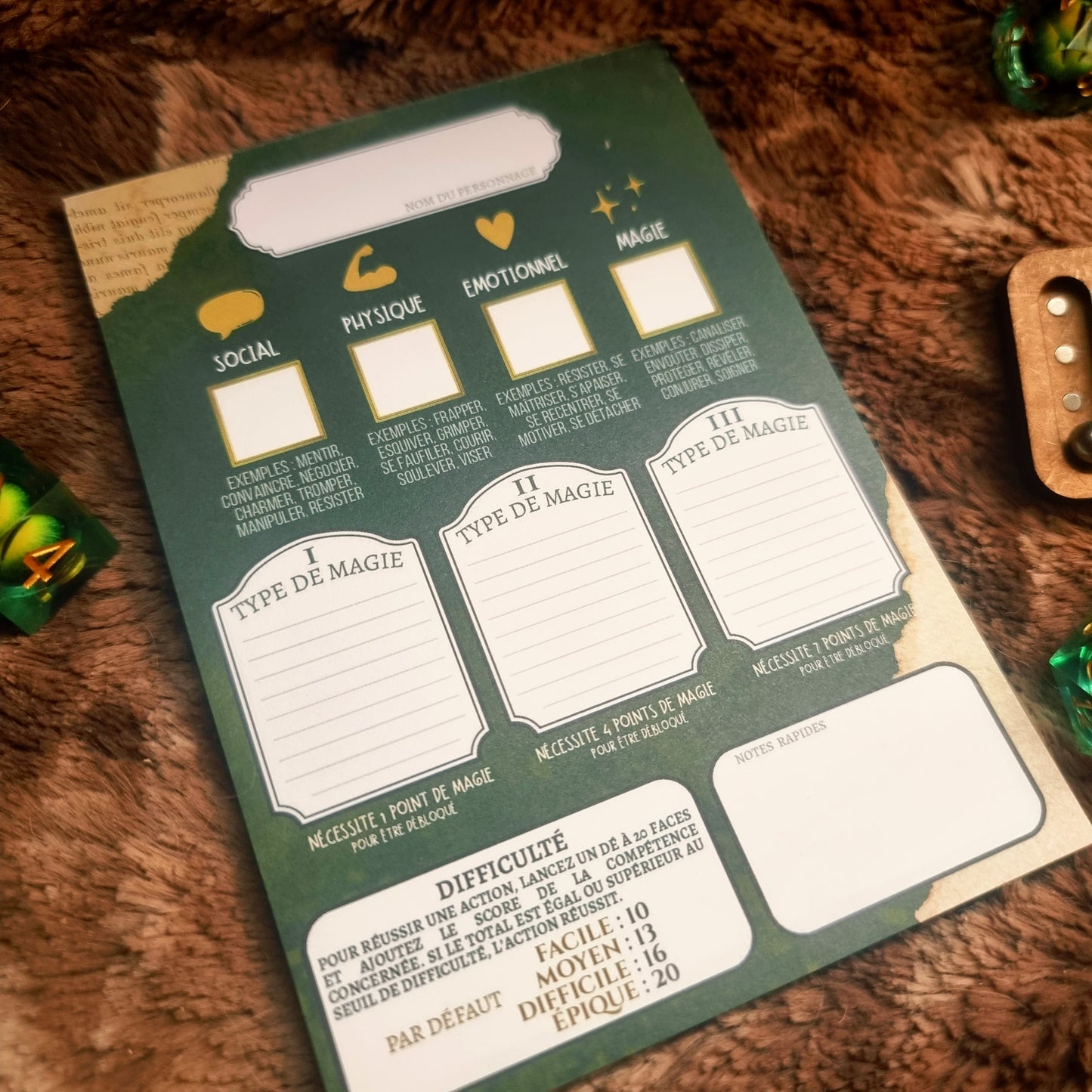 Saga - Au seuil de l'aventure - Bloc de Fiches Personnages  A6 + compteur