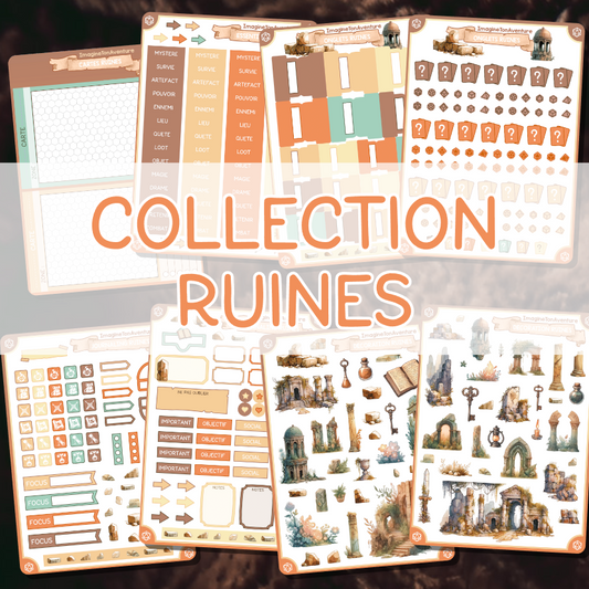 [COLLECTION COMPLETE] 8 Planches d'autocollants Mat Ruines