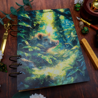 Carnet en bois Sanglier arpenteur