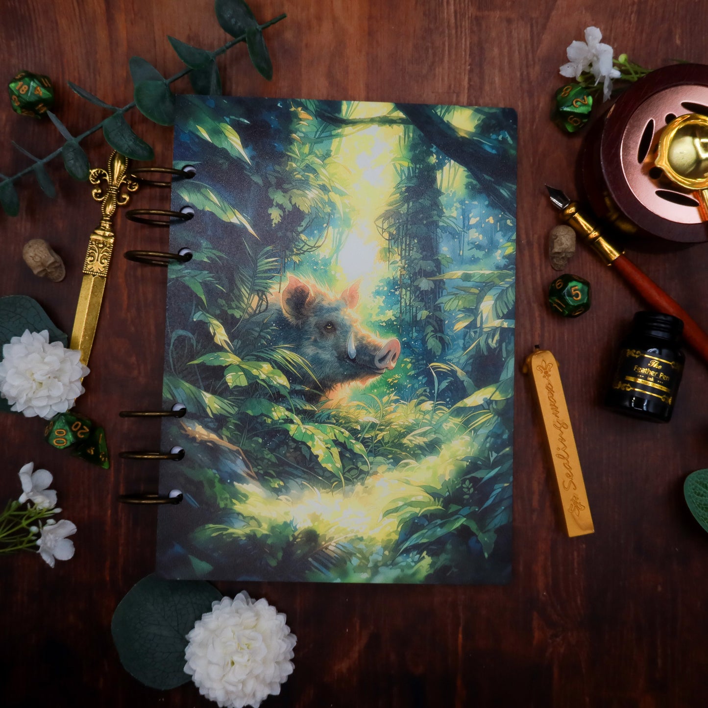 Carnet en bois Sanglier arpenteur