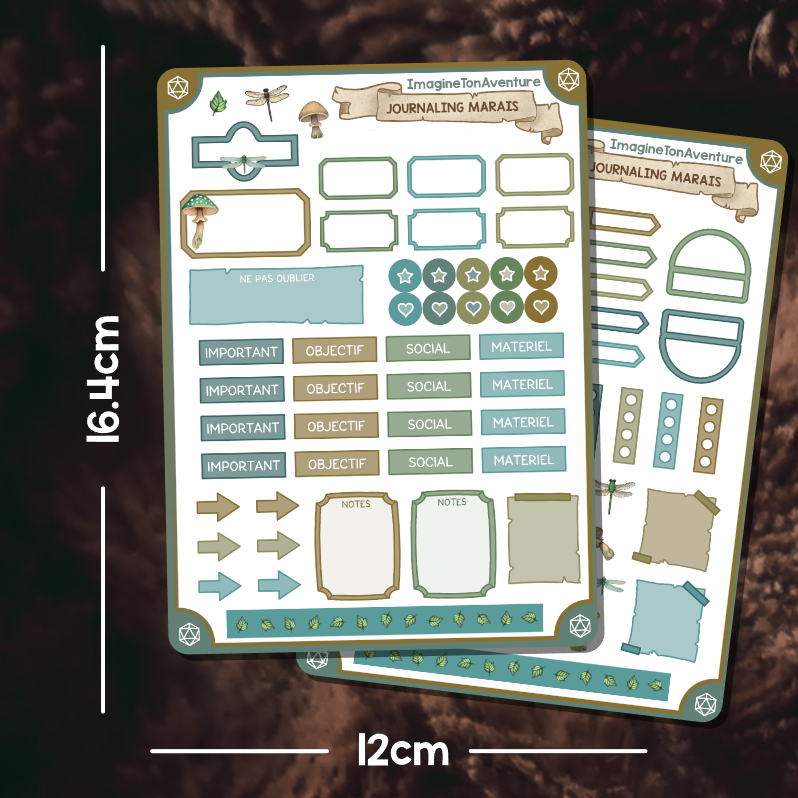 2 Planches d'autocollants Mat Journaling Marais