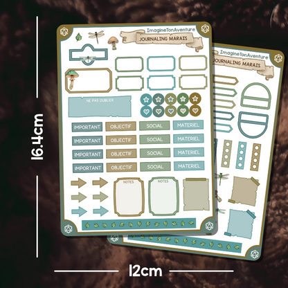 2 Planches d'autocollants Mat Journaling Marais