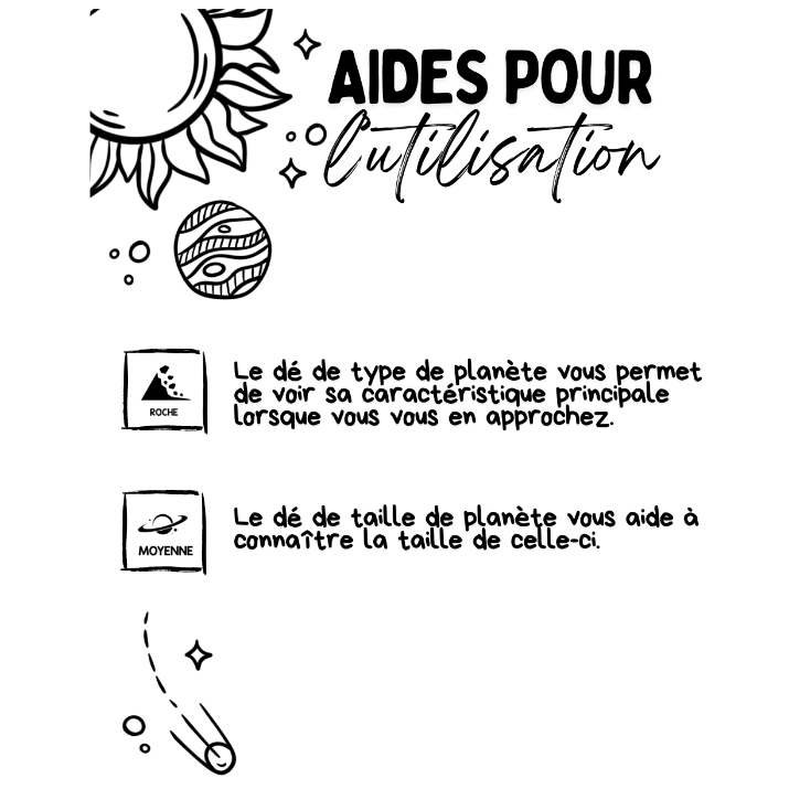 6 dés de génération de planètes
