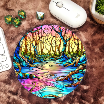Tapis de souris Forêt psychédélique Rond