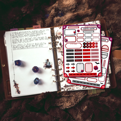 2 Planches d'autocollants Mat Journaling Vampire