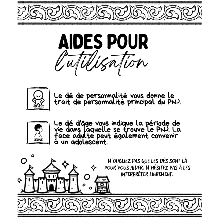 6 dés de génération de PNJ