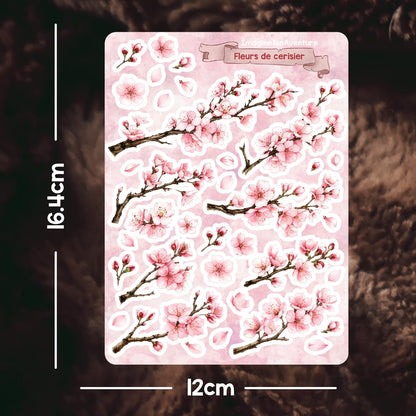 Planche d'autocollants mat Fleurs de cerisier