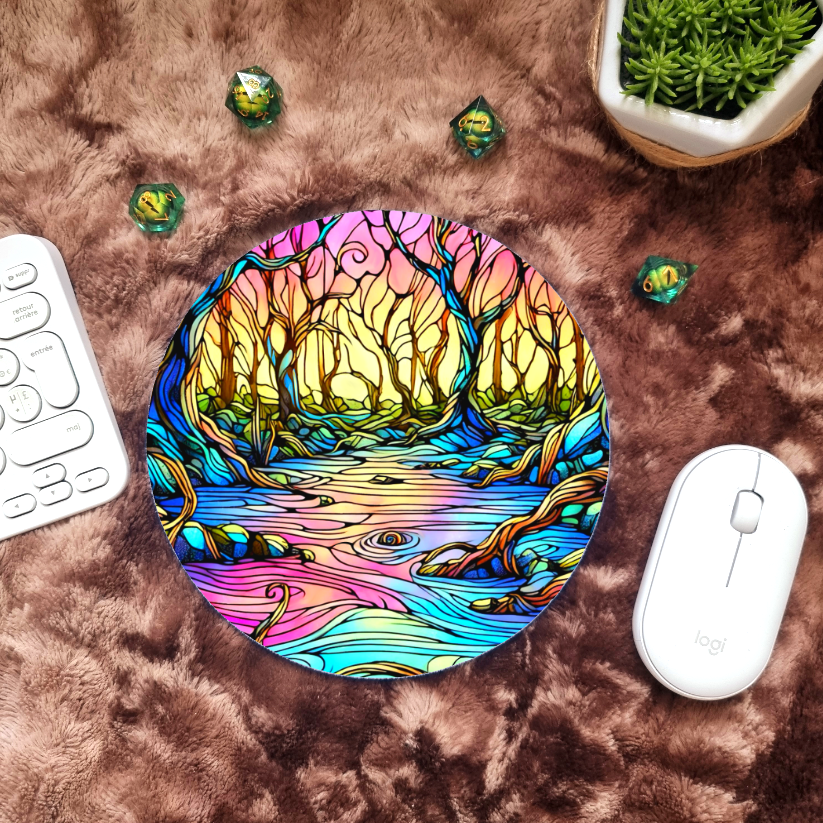 Tapis de souris Forêt psychédélique Rond