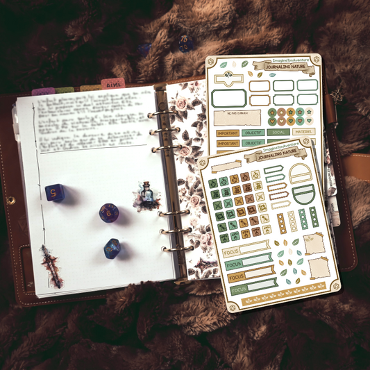 2 Planches d'autocollants Mat Journaling Nature
