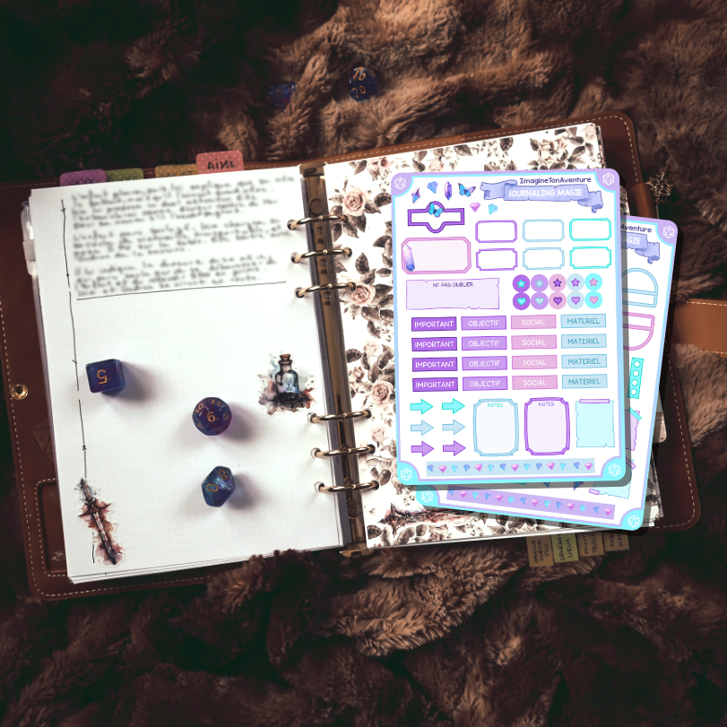 2 Planches d'autocollants Mat Journaling Magie