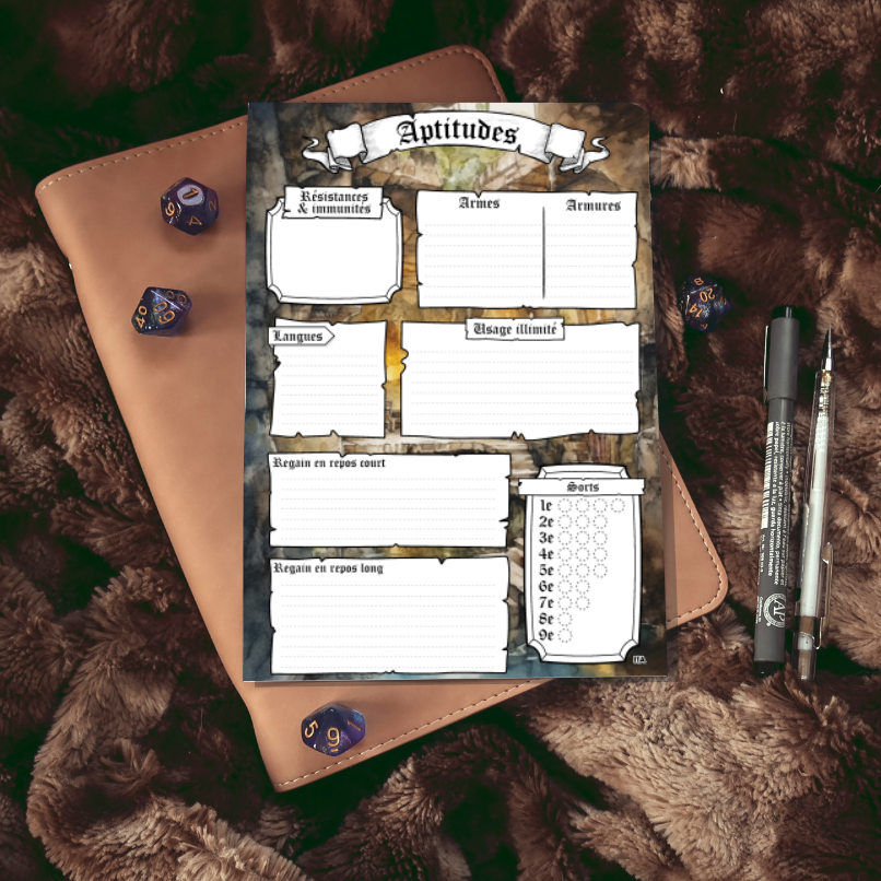 Fiches personnages DD5 Digital Classe Roublard