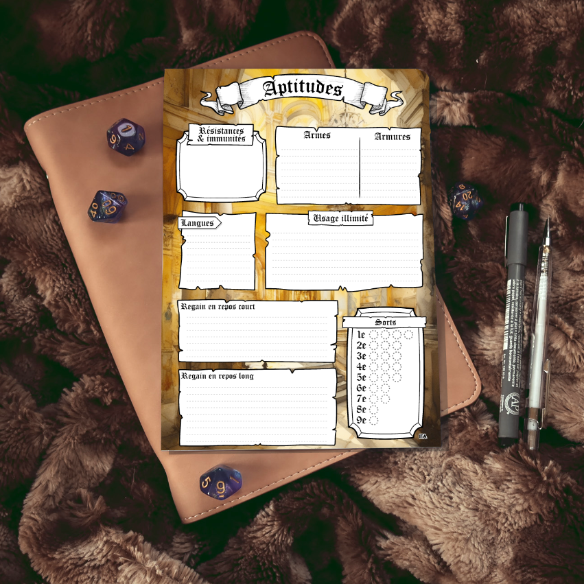 Fiches personnages DD5 Digital Classe Clerc