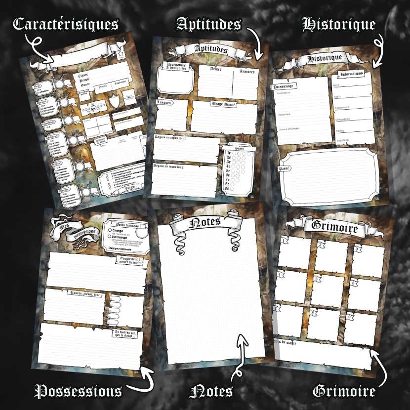 Fiches personnages DD5 Digital Classe Roublard