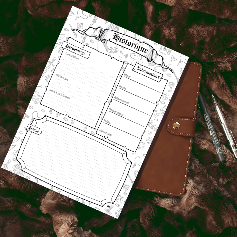 Fiches personnages DD5 Digital Neutre Gribouillis